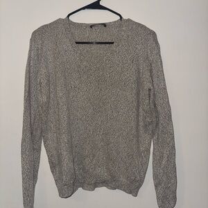 Brandy Melville Blue and White V-Neck Sweater